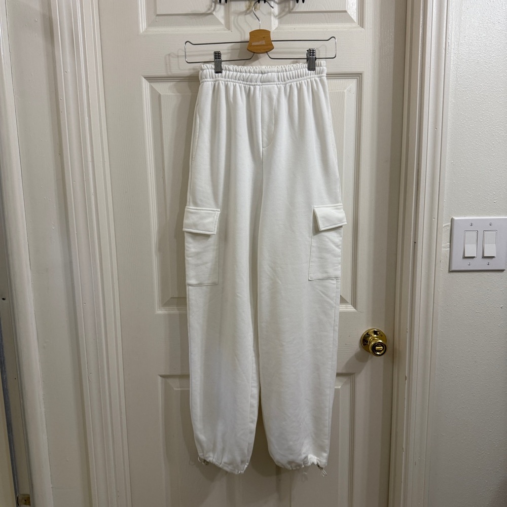 High waisted white joggers